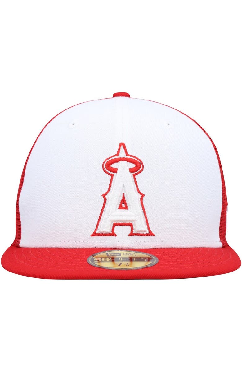 New Era Men's New Era White/Red Los Angeles Angels 2023 On-Field Batting Practice 59FIFTY Fitted Hat, Alternate, color, White