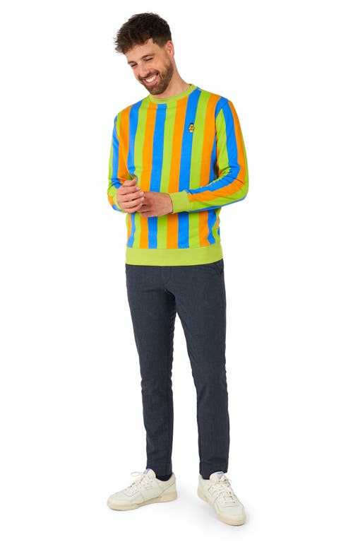 Opposuits Bert Sripe Cotton Blend Long Sleeve T-shirt In Green Multi