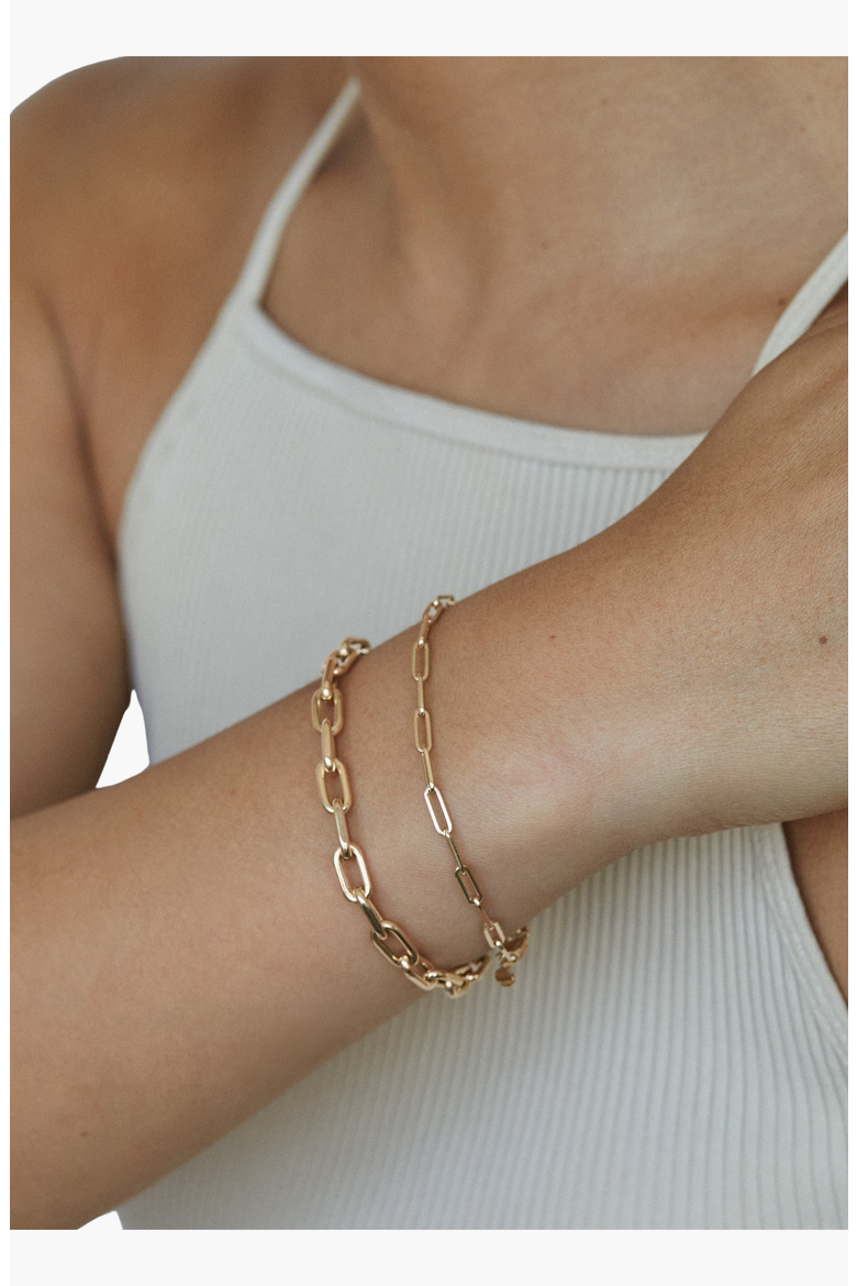 Paperclip Link Chain Bracelet, Alternate, color, Gold