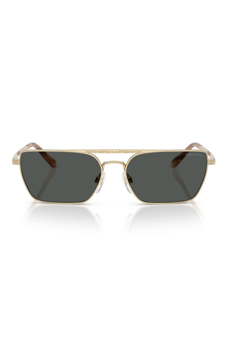 58mm Rectangle Sunglasses, Main, color, SHINY PALE GOLD / GREY
