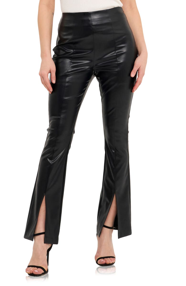 Grey Lab Slit Hem Faux Leather Leggings, Main, color, 