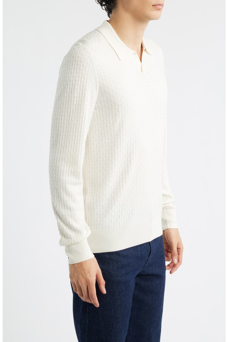 Umbarto Silk Long Sleeve Polo, Alternate, color, OPEN WHITE