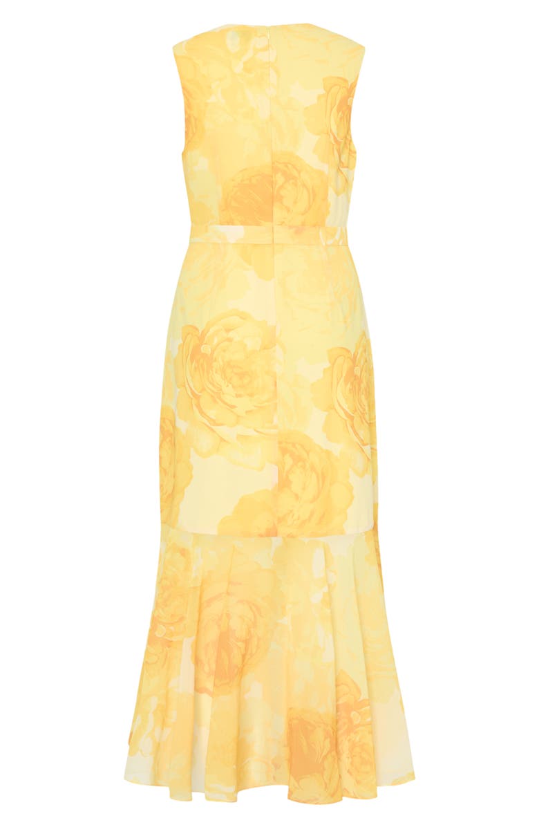 Milly Nanci Camellia High-Low Midi Dress, Alternate, color, Yellow Multi
