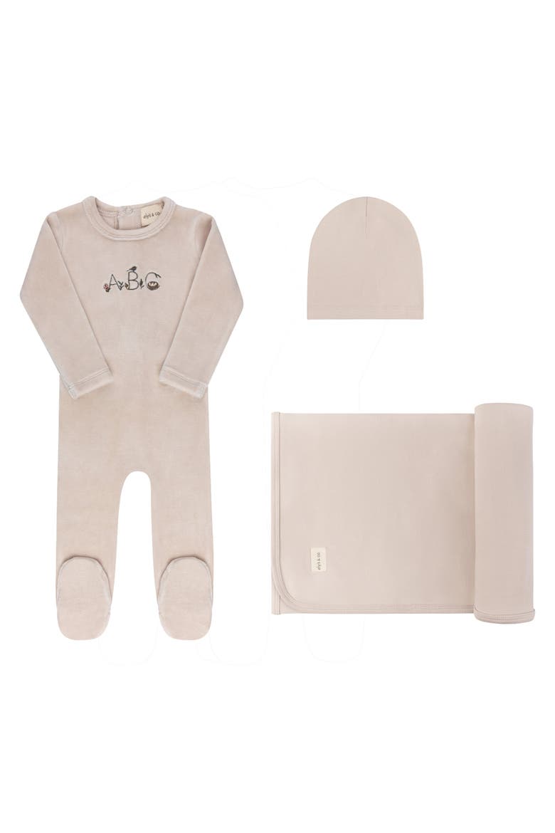Embroidered ABC Collection - Layette Set, Main, color, Tan