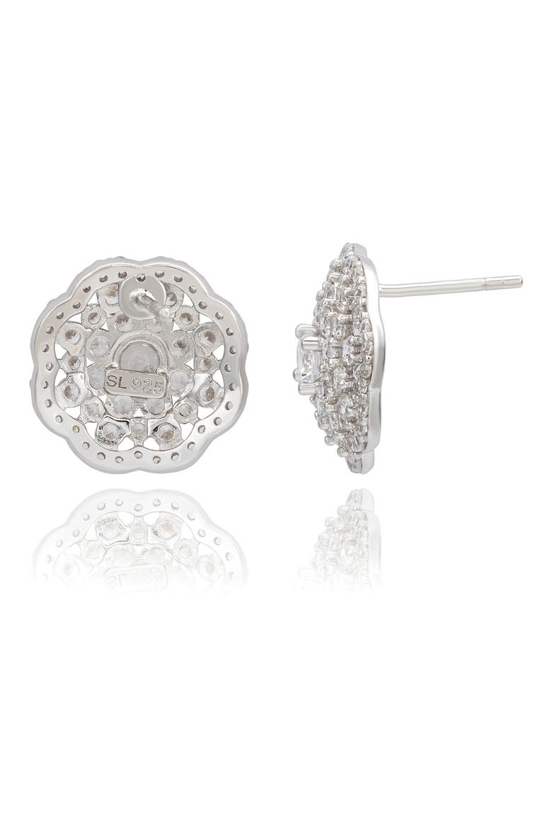Sterling Silver Brown Cubic Zirconia Flower Stud Earrings, Alternate, color, SILVER