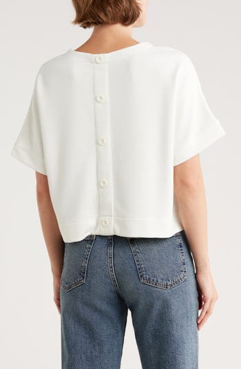 Back Button Ottoman Rib Knit Top