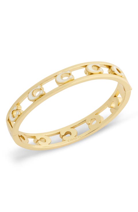 Signature C Open Enamel Hinge Bracelet