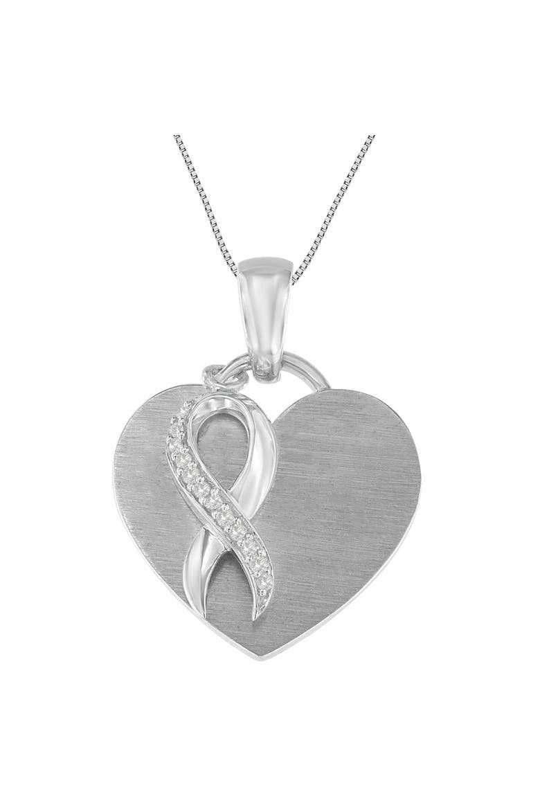 Silver 1/10 cttw Diamond Heart Pendant Necklace, Alternate, color, White