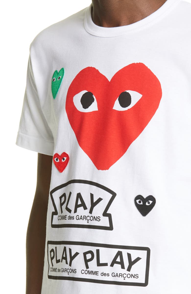 Comme des Garçons PLAY Comme de Garçons PLAY Heart Face Graphic Tee, Alternate, color, White