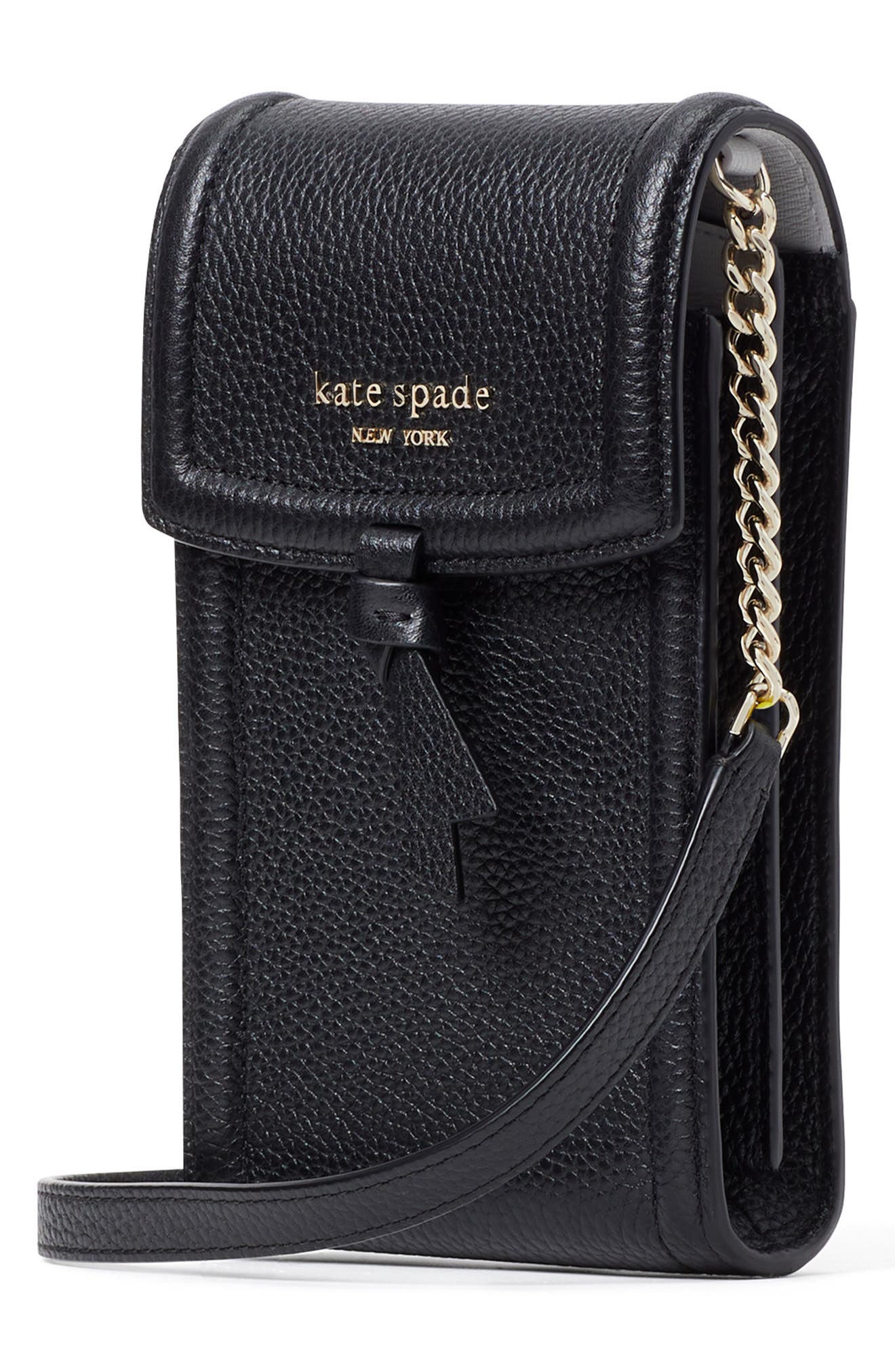 Kate Spade New York knott north & south phone crossbody bag, Alternate, color, Black