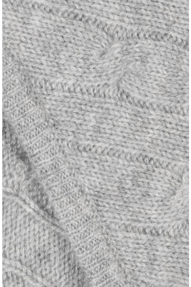 Cable Knit Wool & Cashmere Triangle Scarf, Alternate, color, SOFT GREY