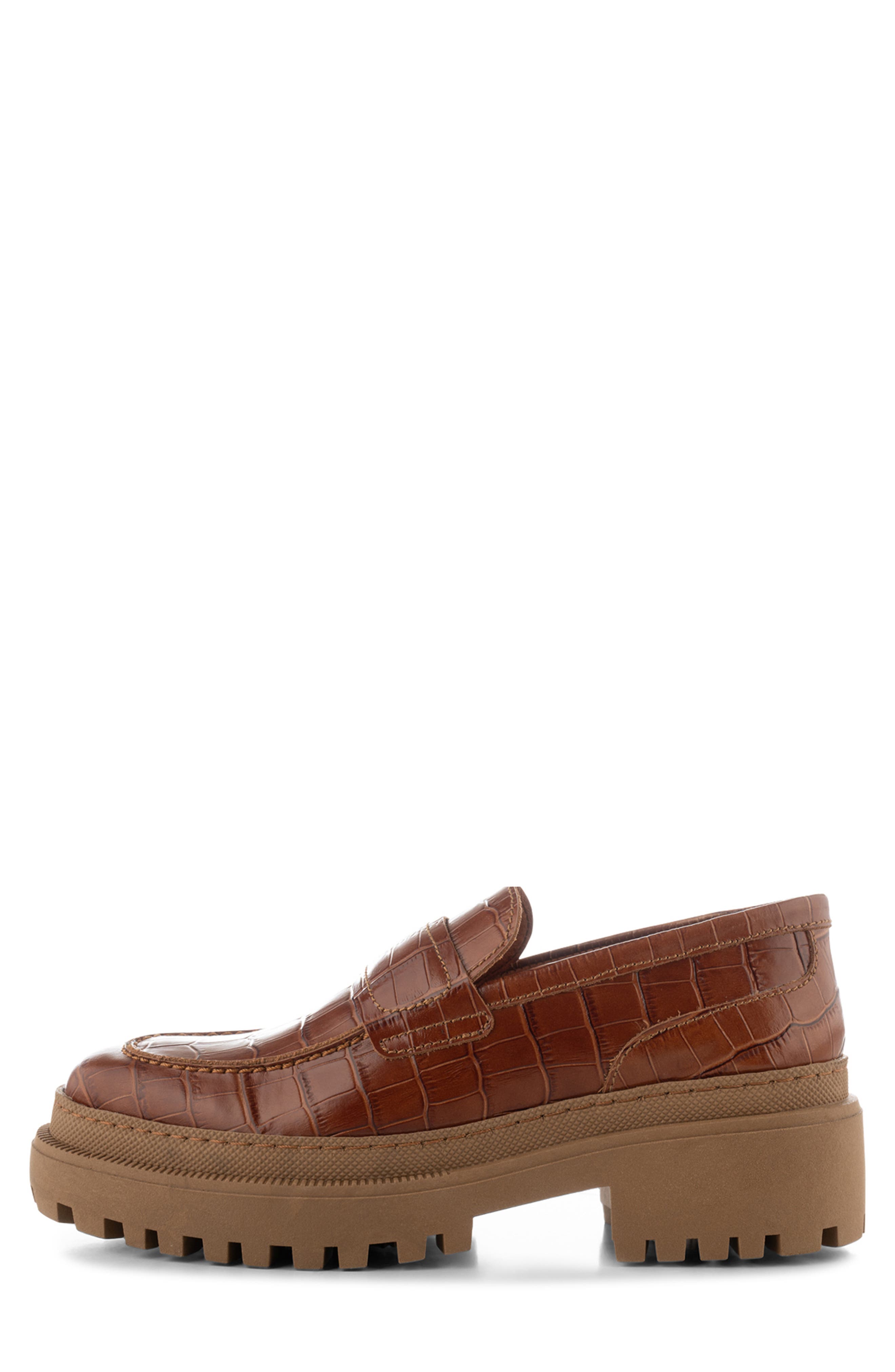 Shoe The Bear Iona Croc Embossed Platform Loafer, Alternate, color, 