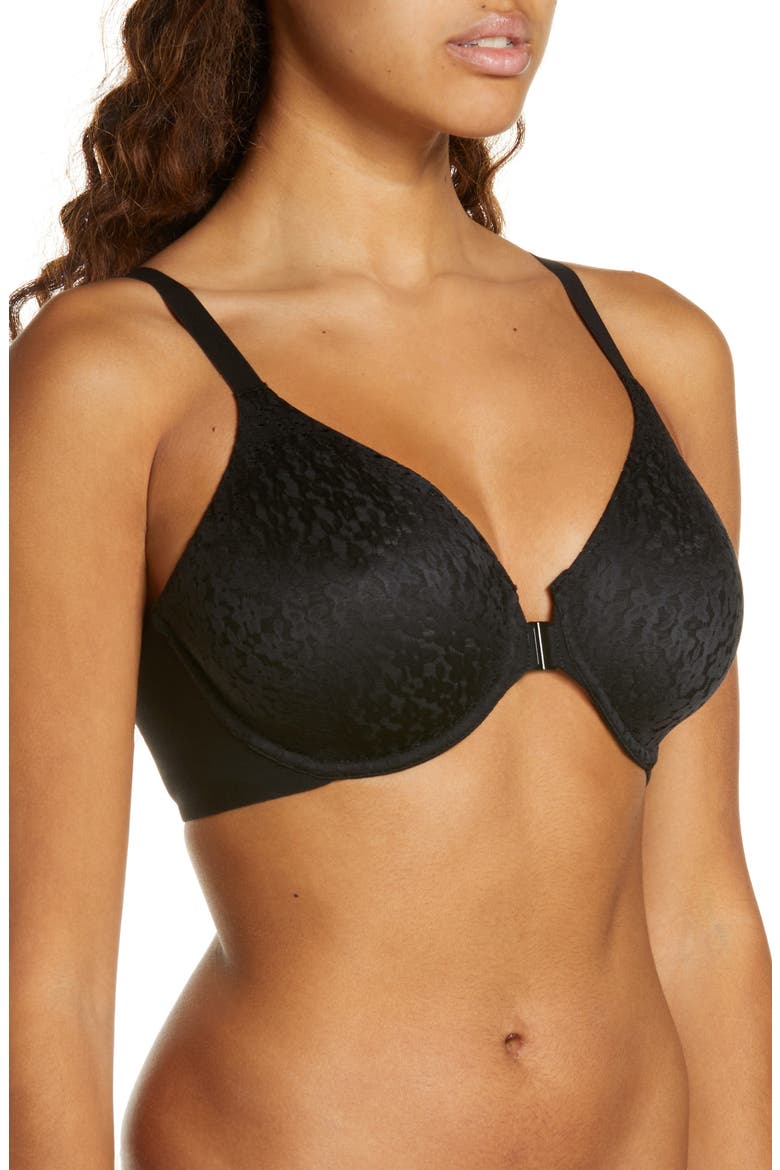 Norah Front Closure Molded Underwire Bra, Alternate, color, BLACK