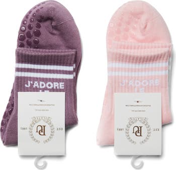 Assorted 2-Pack Nonslip Grip Quarter Socks