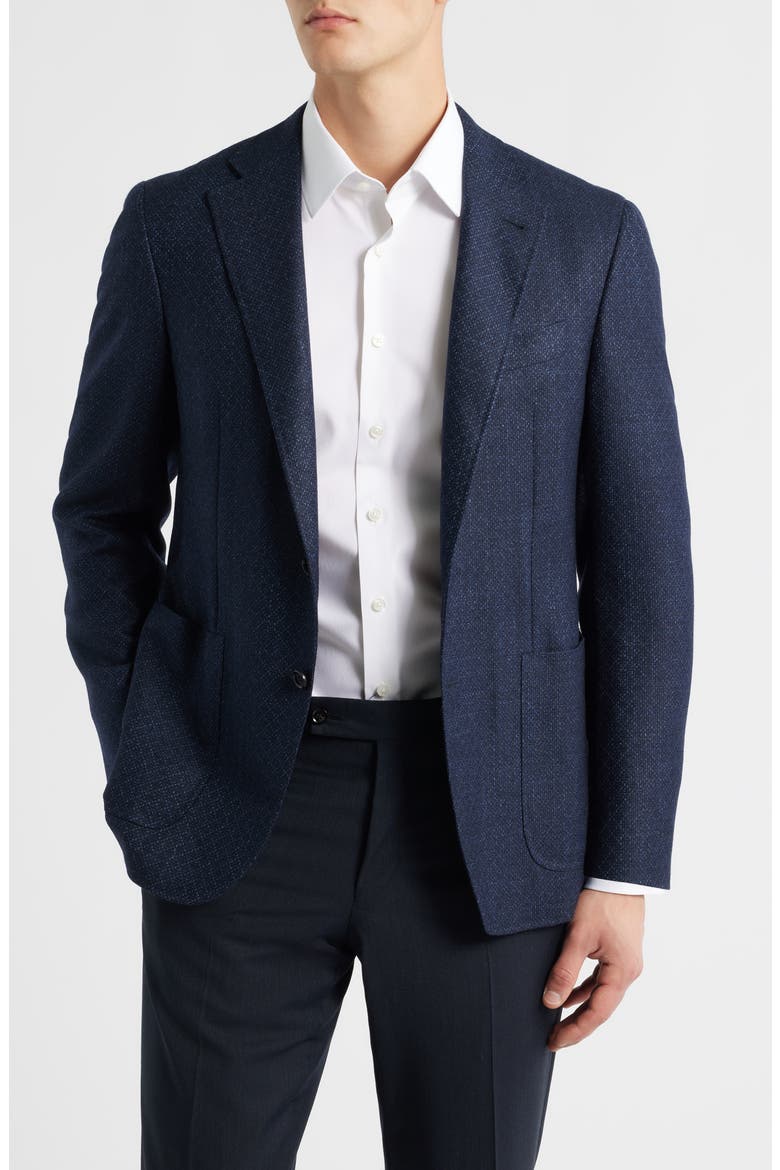 Kei Trim Fit Diamond Jacquard Wool & Silk Blend Sport Coat, Main, color, NAVY