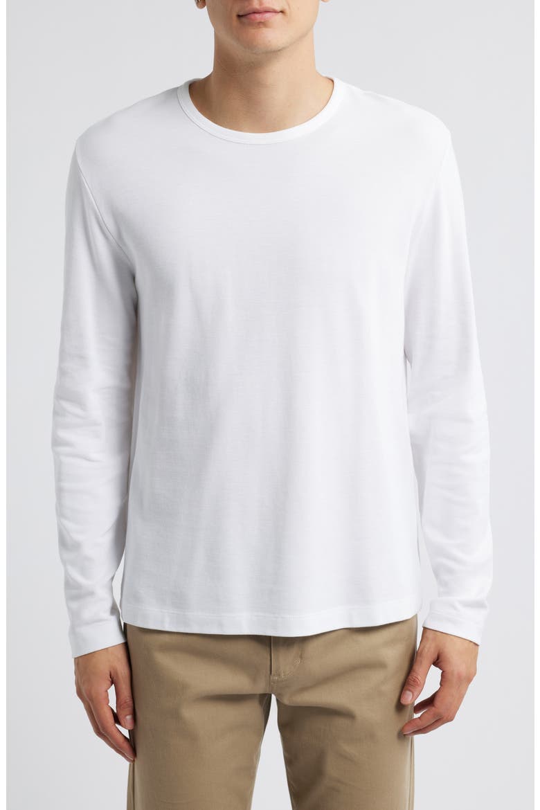 Pima Cotton Piqué Long Sleeve T-Shirt, Main, color, OPTIC WHITE