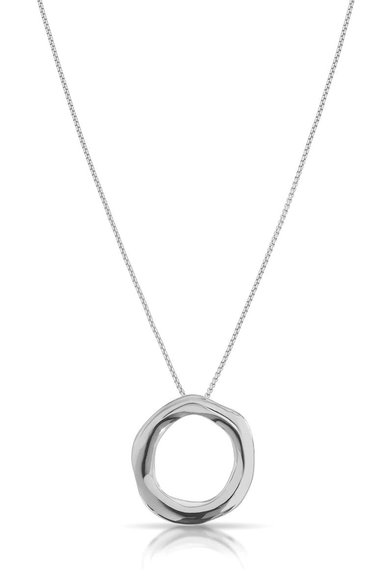 Ettika Open Circle Pendant Necklace, Alternate, color, Silver