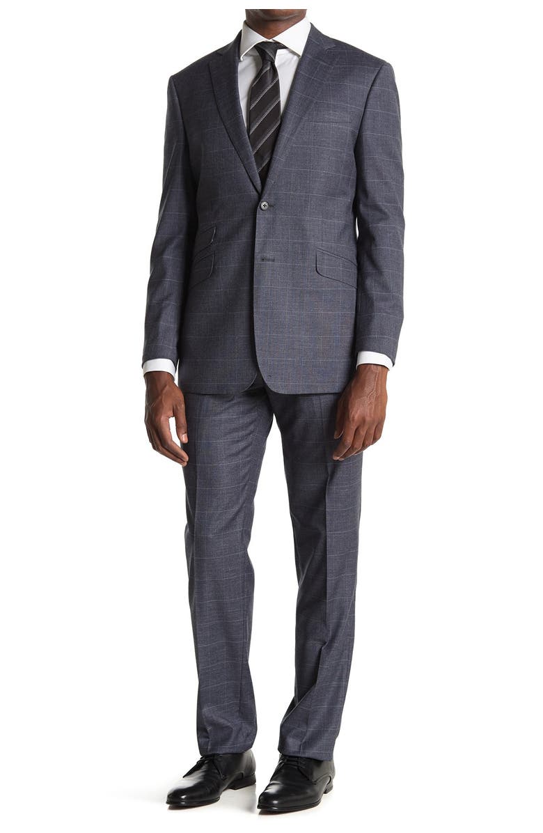 English Laundry Grey Plaid Two Button Notch Lapel Suit, Main, color, 