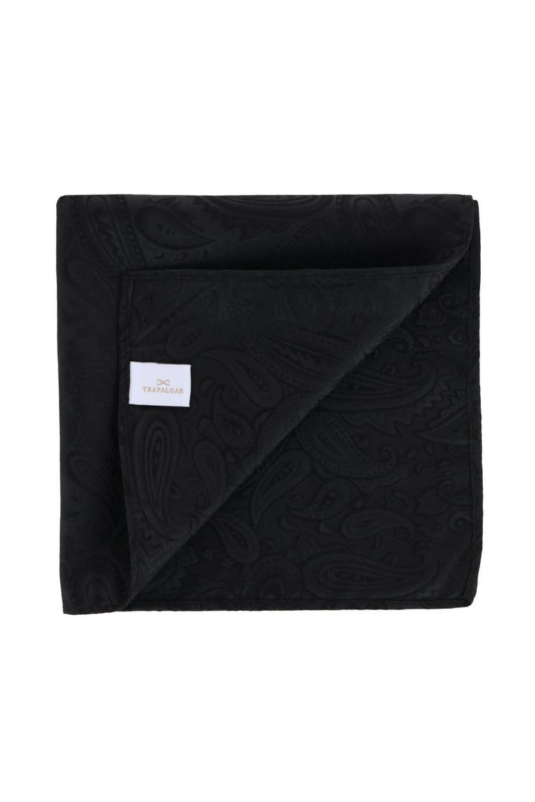 Banbury Tone on Tone Paisley 12 inch Silk Pocket Square Set, Alternate, color, Black and White Paisley