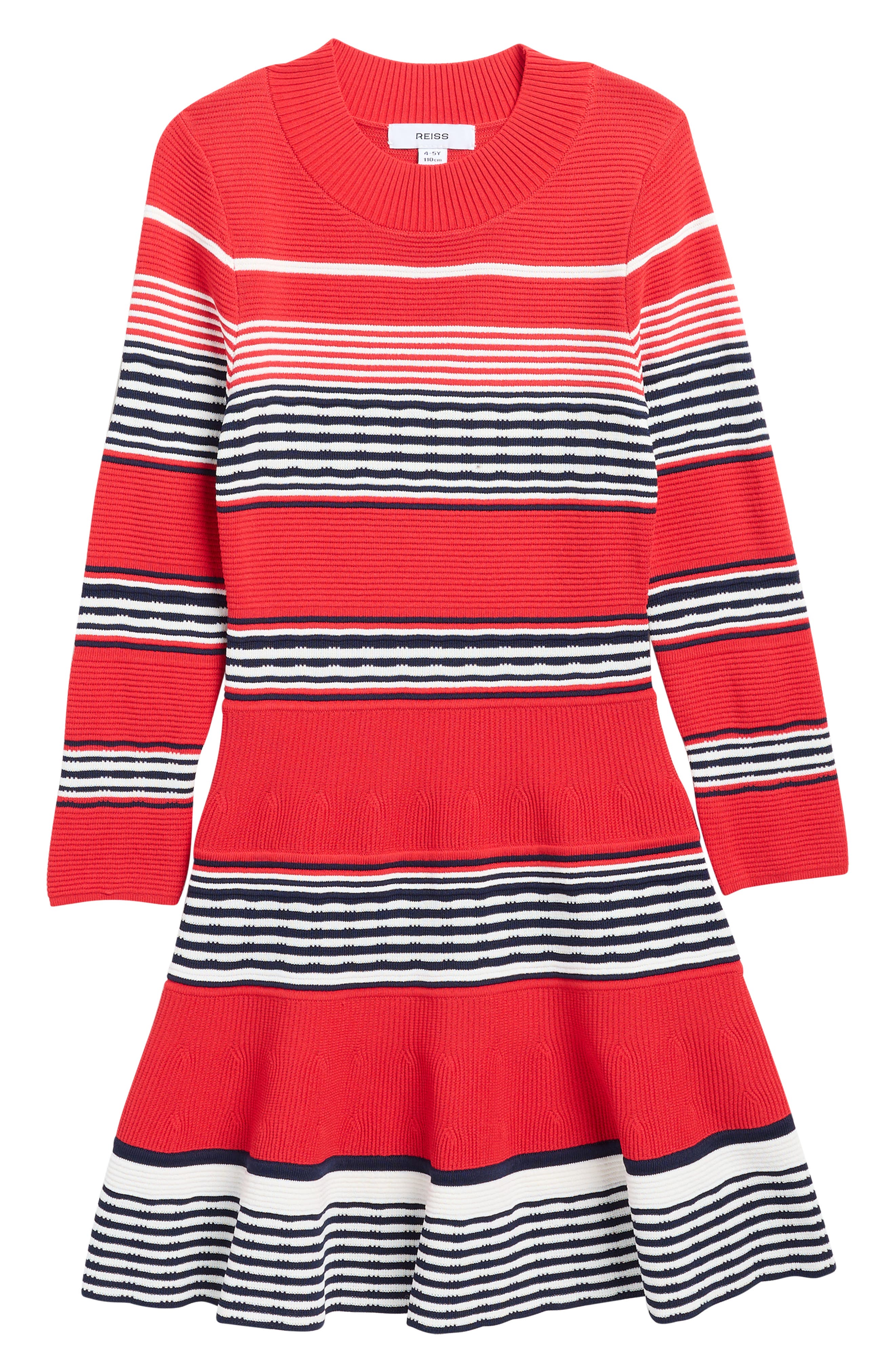 Reiss Kids' Remi Stripe Long Sleeve Dress