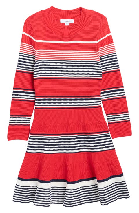 Kids' Remi Stripe Long Sleeve Dress (Little Kid & Big Kid)