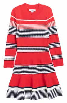Reiss Kids' Remi Stripe Long Sleeve Dress