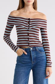Princess Polly Raelena Off Shoulder Long Sleeve Top