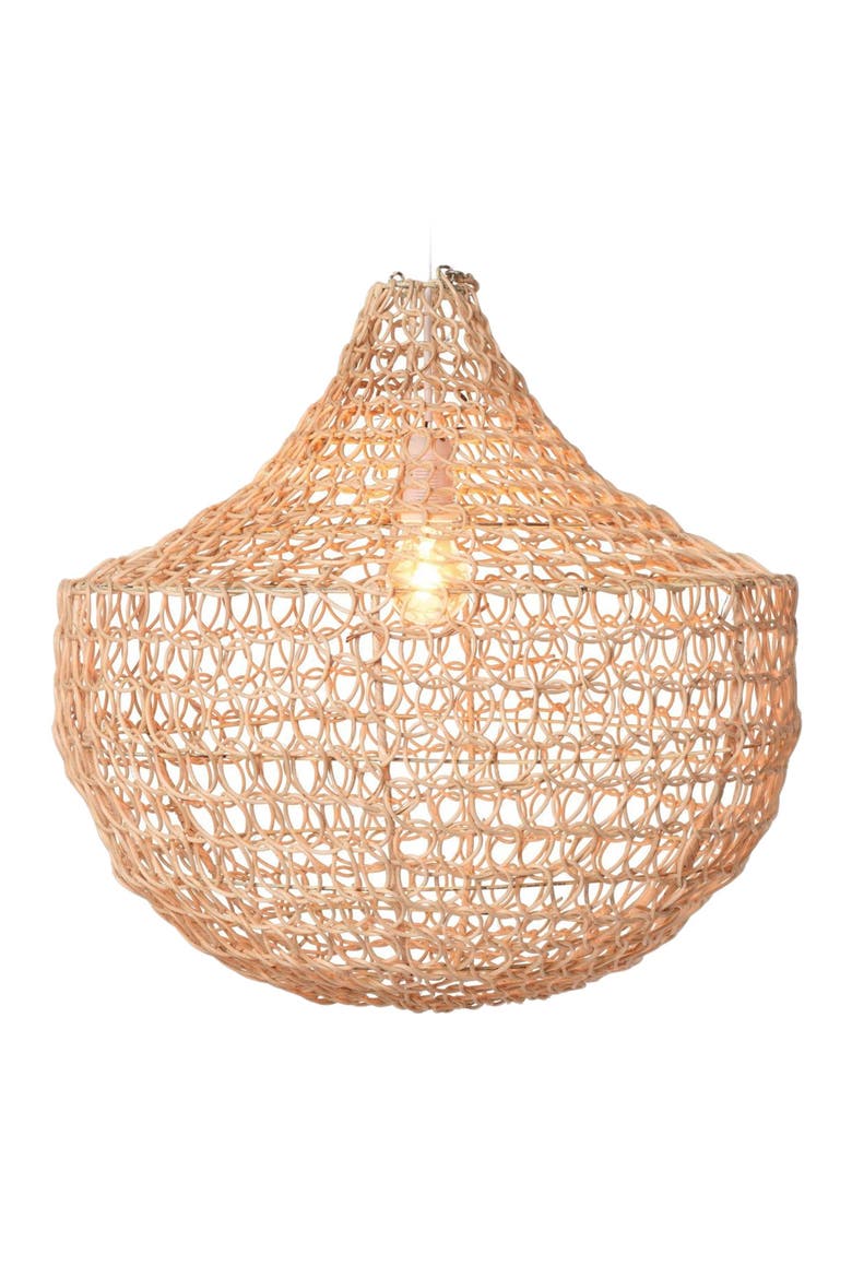 Santa Barbara Rattan Open Weave Pendant, Main, color, Natural