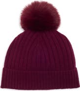 Nordstrom Cashmere Rib Beanie with Pom