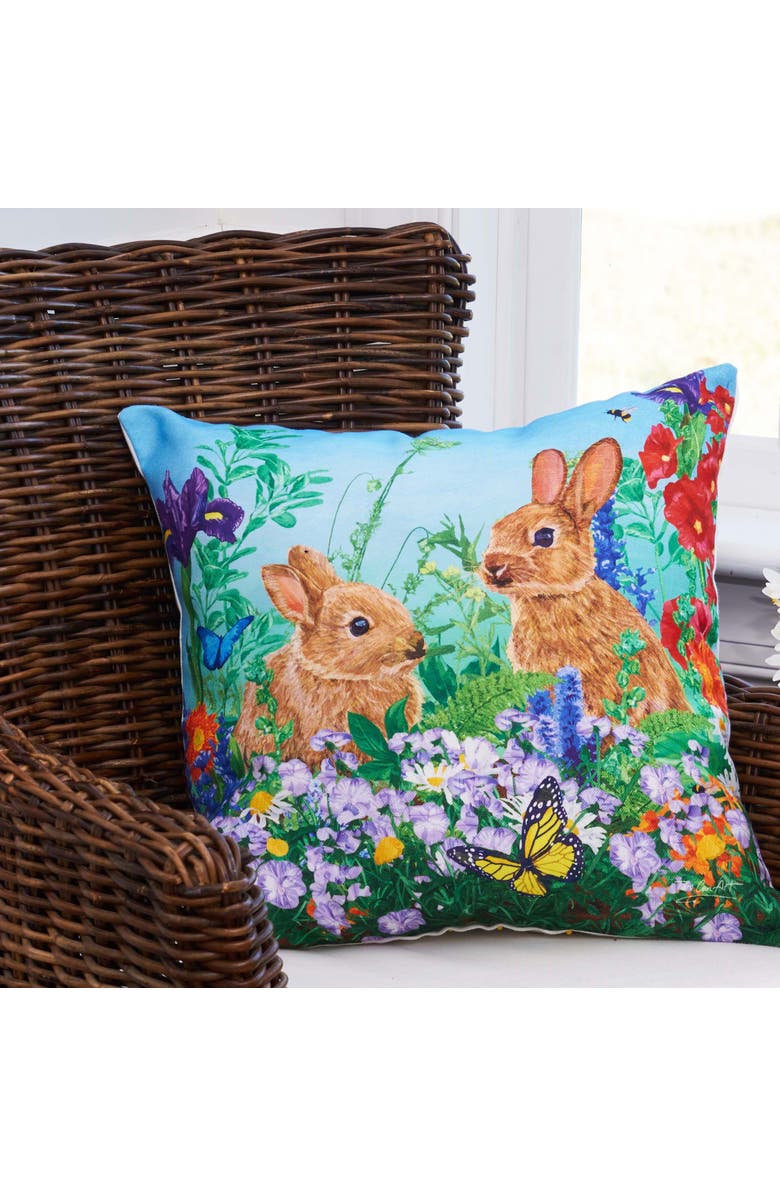 C&F Home Easter Bunny Garden Paradise HD Printed Indoor/Outdoor Accent Throw Pillow 18" x 18", Alternate, color, Green