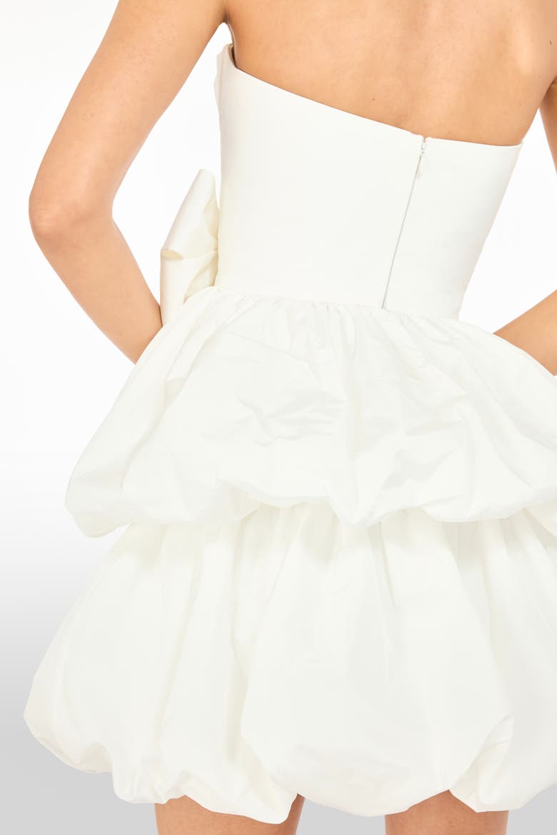 Elaine Bow Tiered Mini Dress, Alternate, color, Ivory