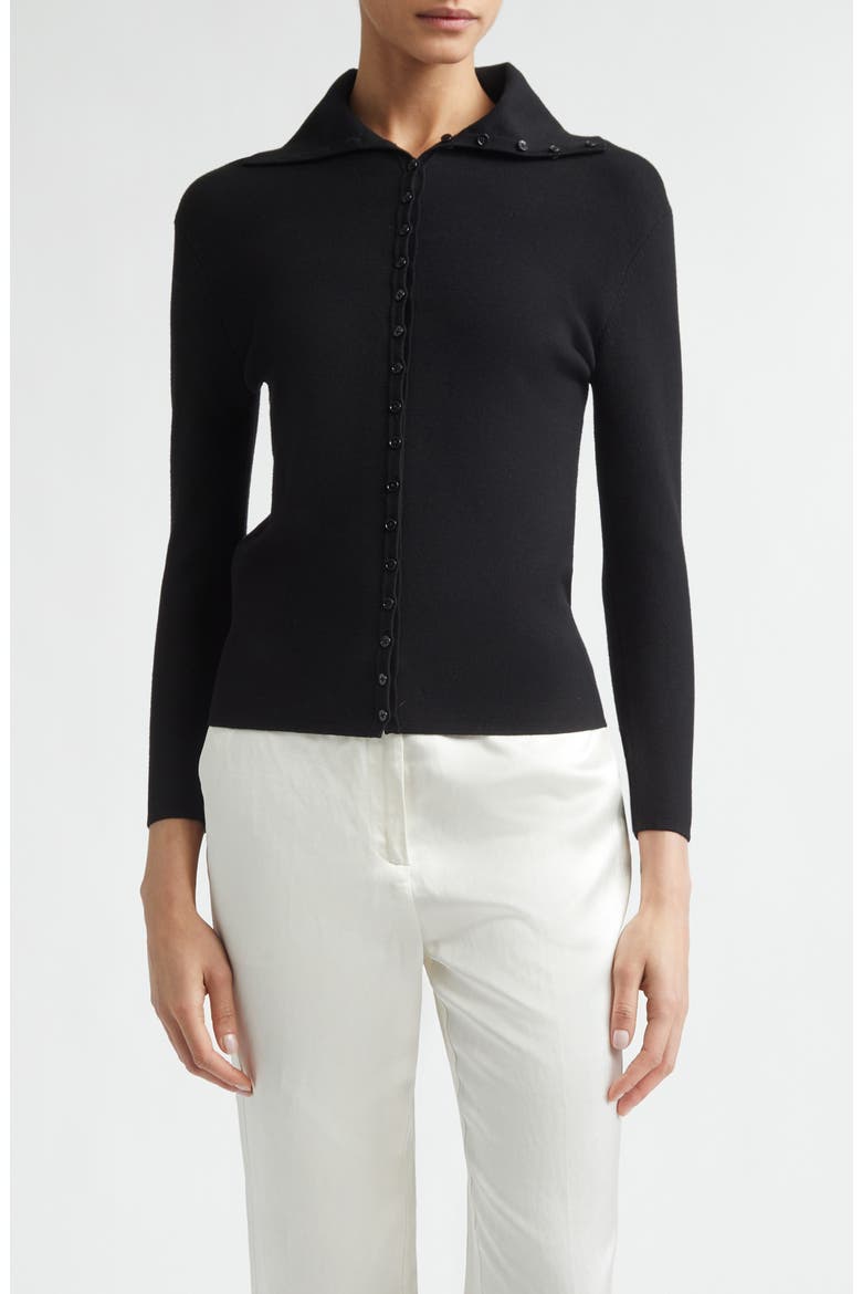 Fitted Polo Cardigan, Main, color, BLACK