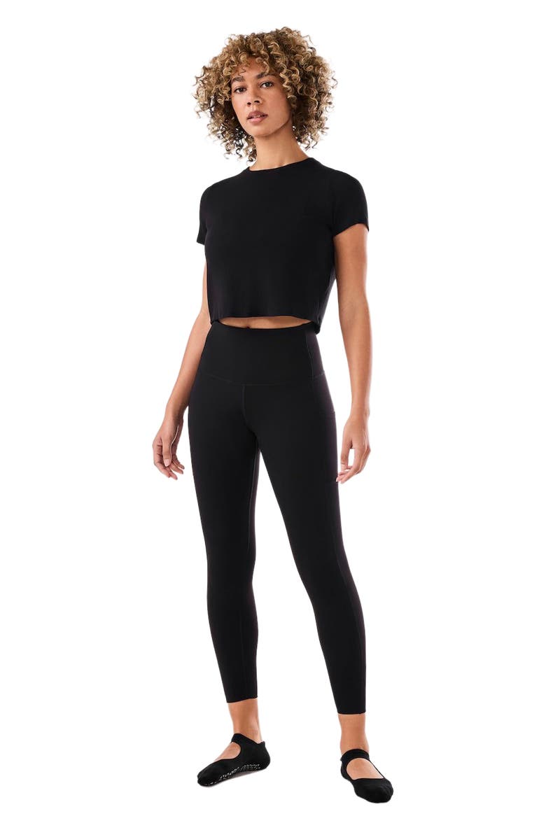 Tavi High Waisted Pocket 7/8 Legging, Main, color, Ebony