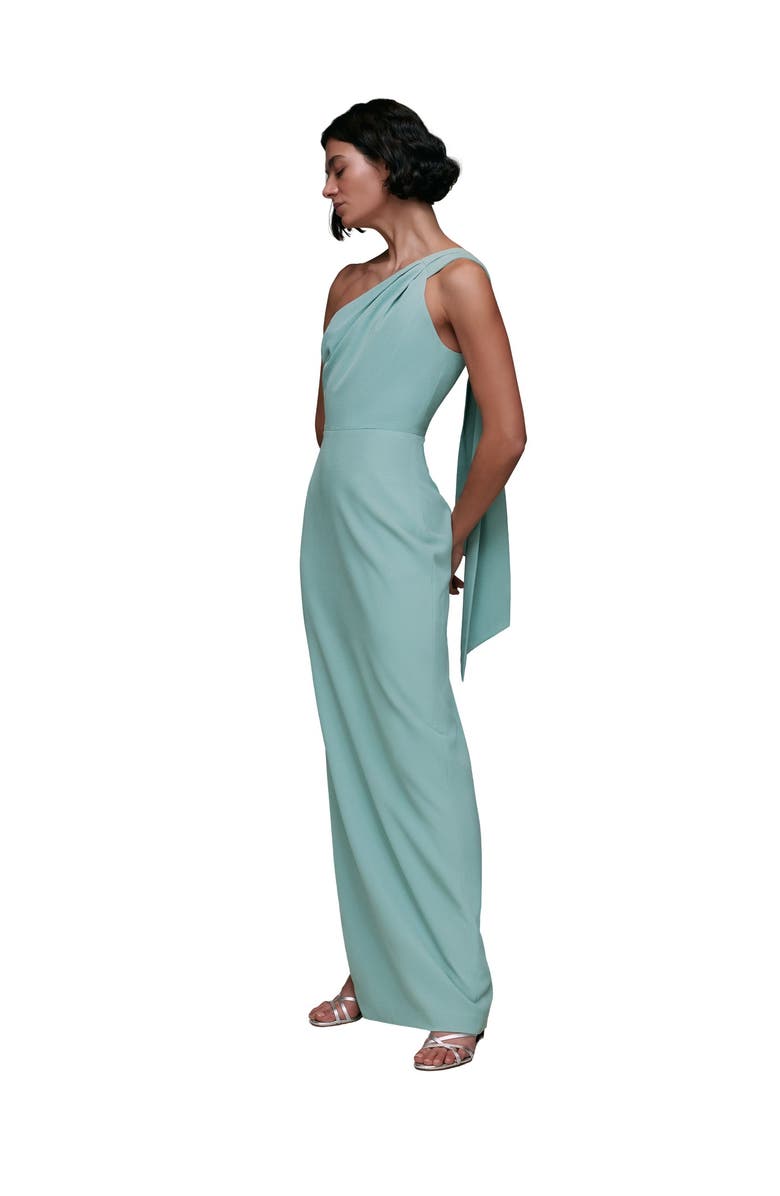 Whistles Bethan One Shoulder Maxi Dress, Main, color, Sage Green