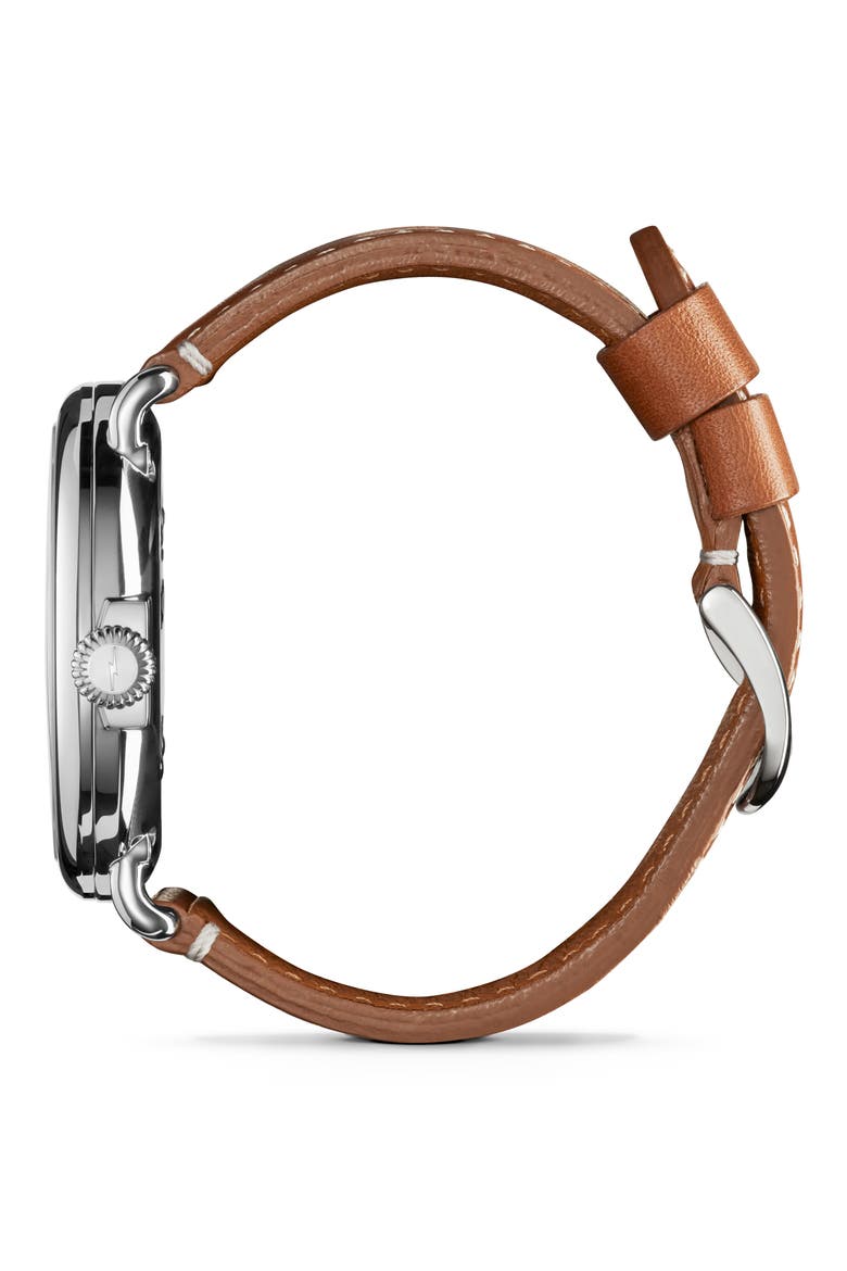 The Runwell Leather Strap Watch, 47mm, Alternate, color, BROWN/ WHITE/ SILVER