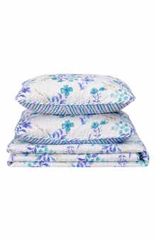 Woven & Weft Blue Floral Spring Reversible Microfiber Quilt Set