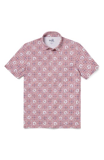 Reyn Spooner Pua Patchwork Aloha Polo In Faded Ginger