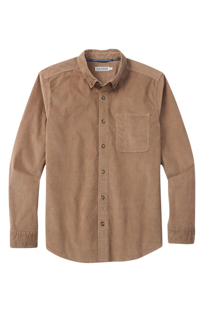 Fair Harbor Wilder Stretch Corduroy Button-Down Shirt, Alternate, color, Oak