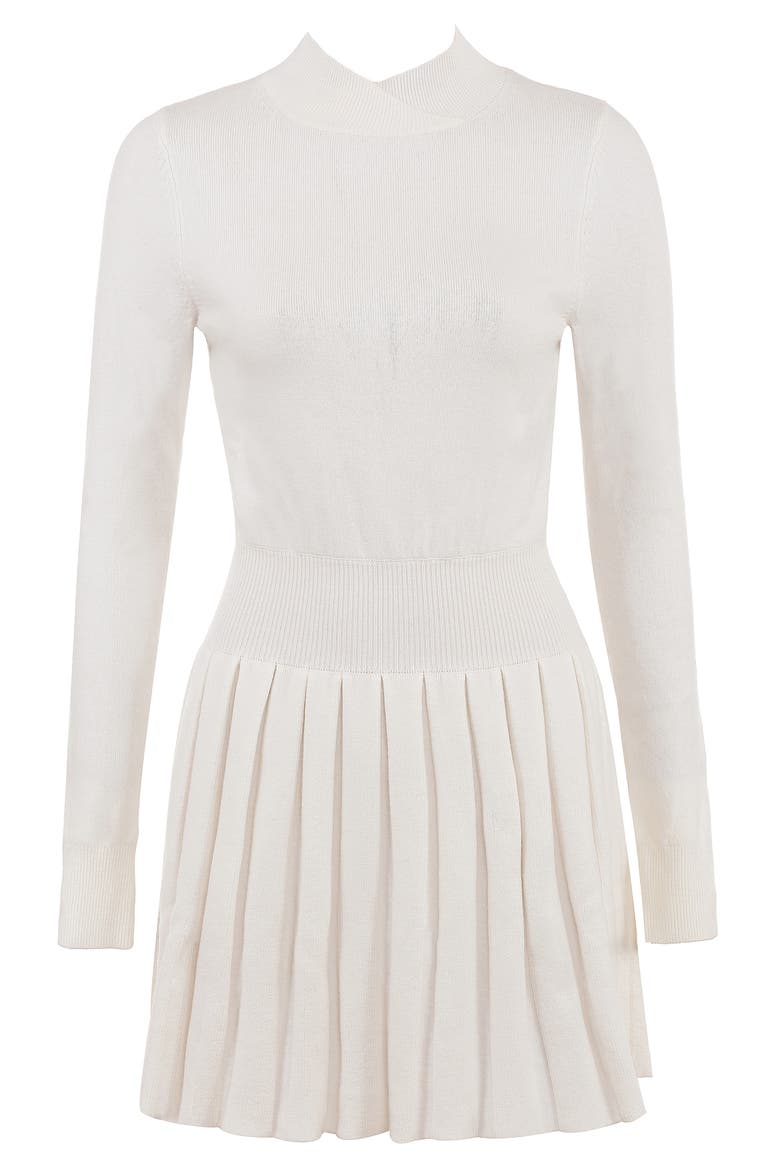 Willow Mock Neck Long Sleeve Mini Sweater Dress, Alternate, color, WHITE