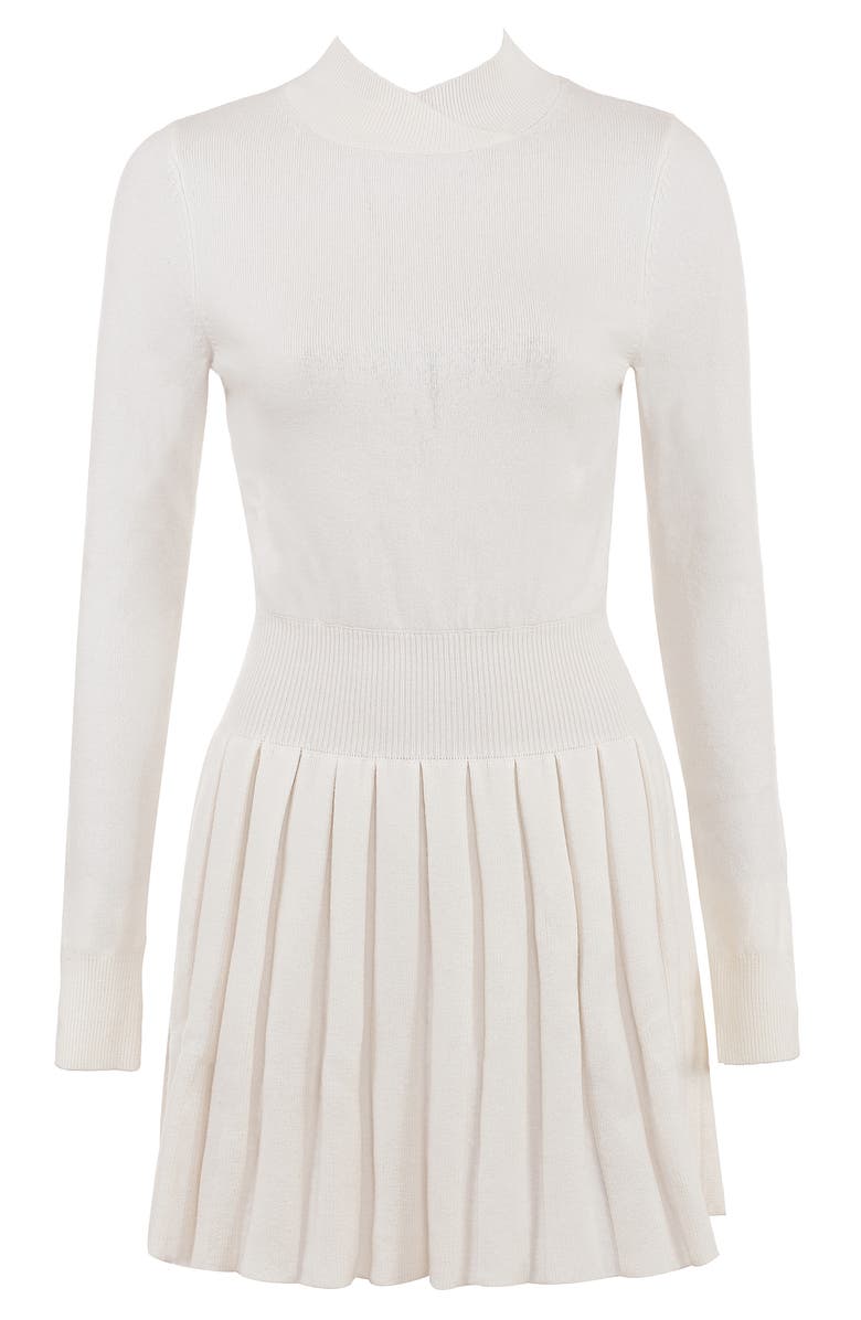HOUSE OF CB Willow Mock Neck Long Sleeve Mini Sweater Dress, Alternate, color, White