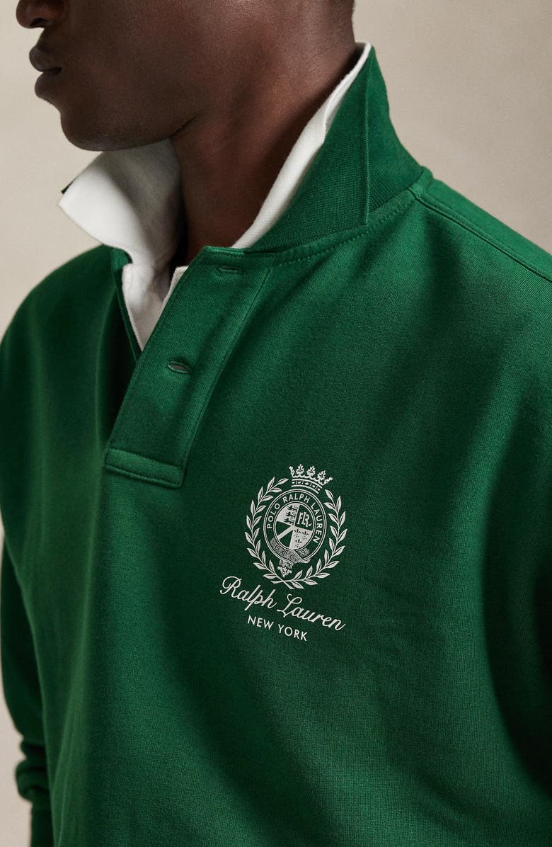 Polo Ralph Lauren Relaxed Fit Fleece Graphic Polo Sweatshirt, Alternate, color, New Forest