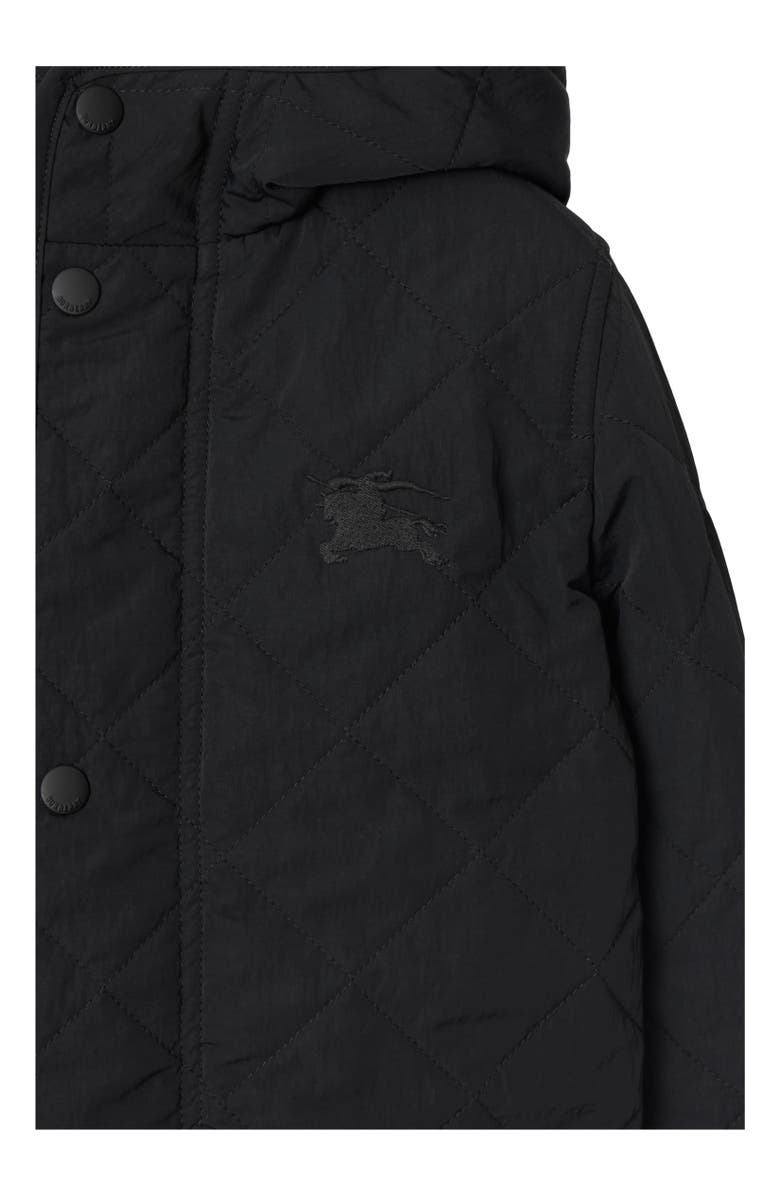Burberry Kid's Quilted Nylon Hooded Coat, Alternate, color, Black