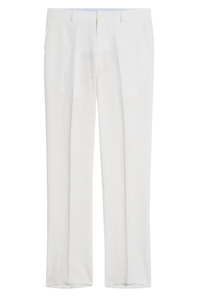 Flat Front Linen Dress Pants, Alternate, color, WHITE