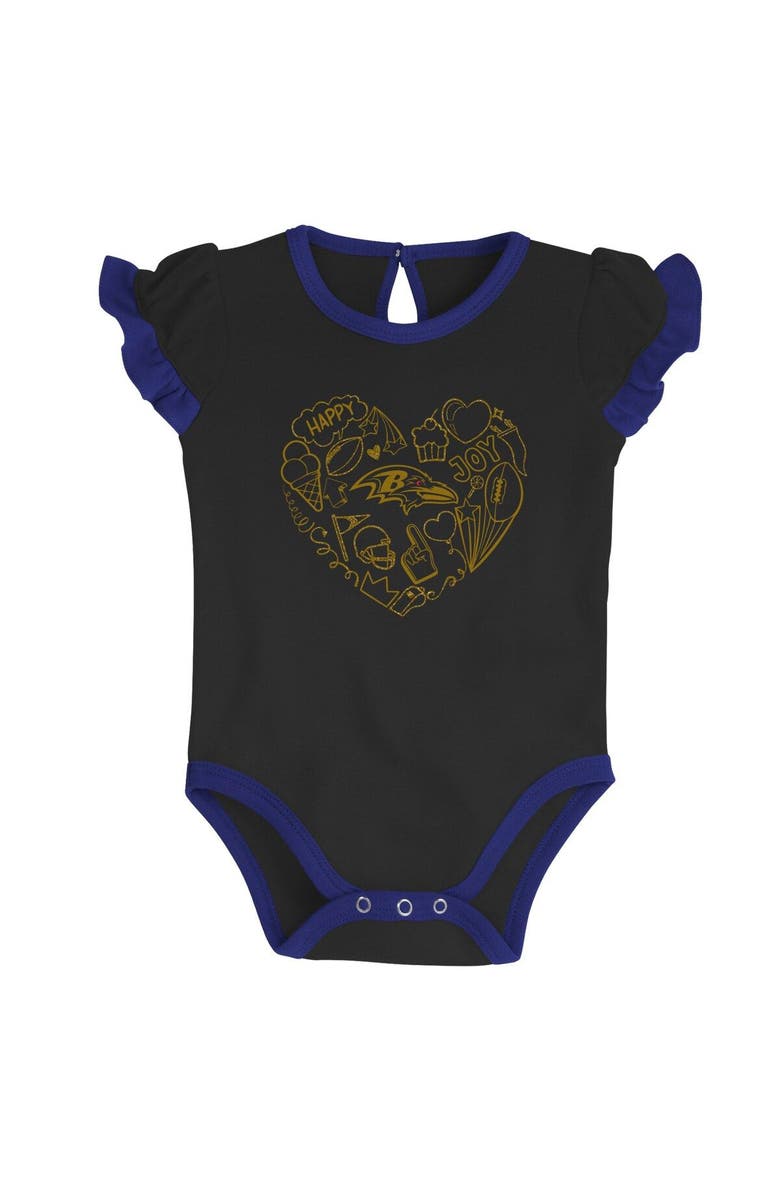 Outerstuff Newborn & Infant Purple/Black Baltimore Ravens Too Much Love Two-Piece Bodysuit Set, Alternate, color, 