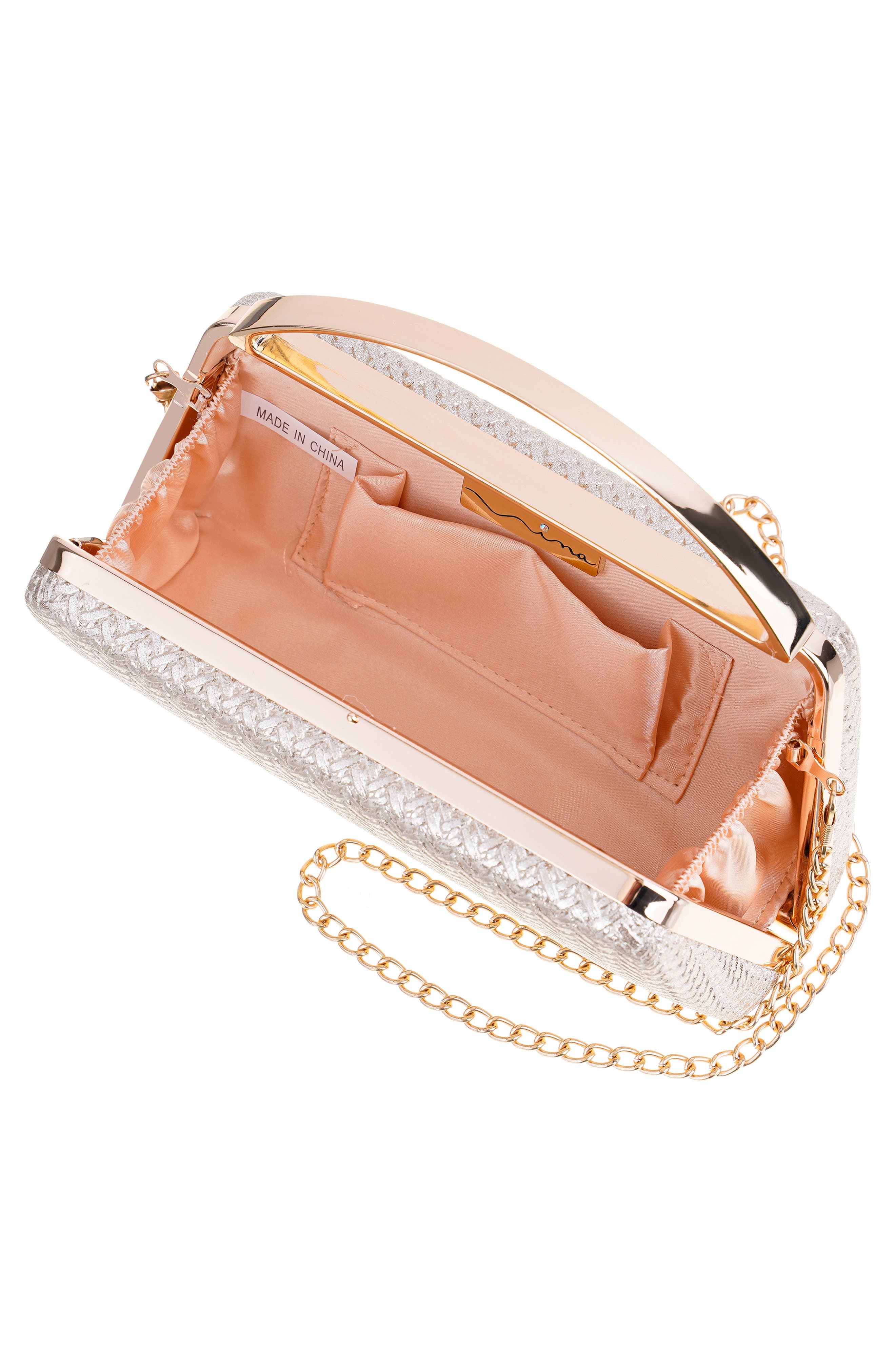 Genesis Woven Faux Leather Clutch, Alternate, color, LIGHT GOLD