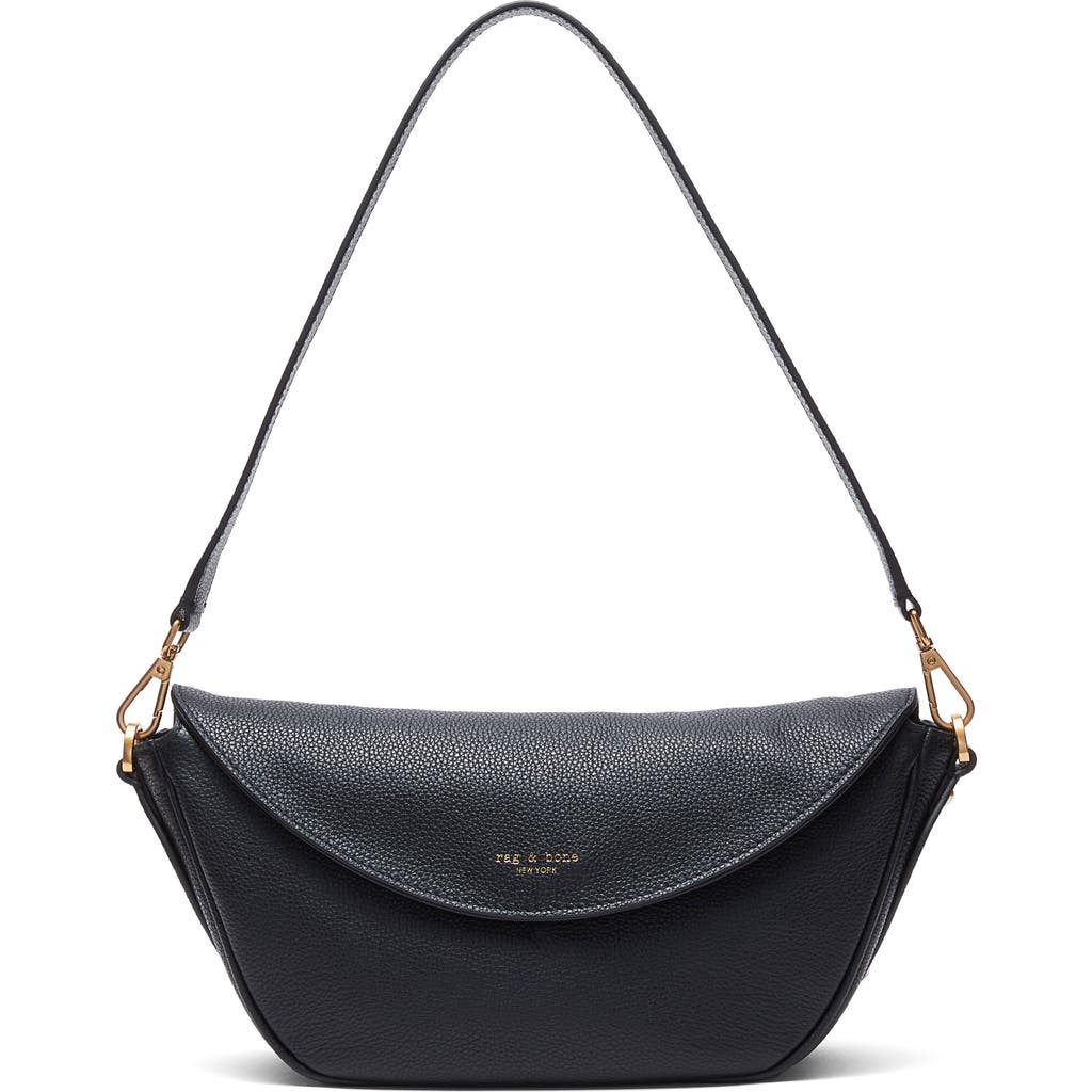 Rag & Bone Small Gramercy Flap Leather Shoulder Bag In Black