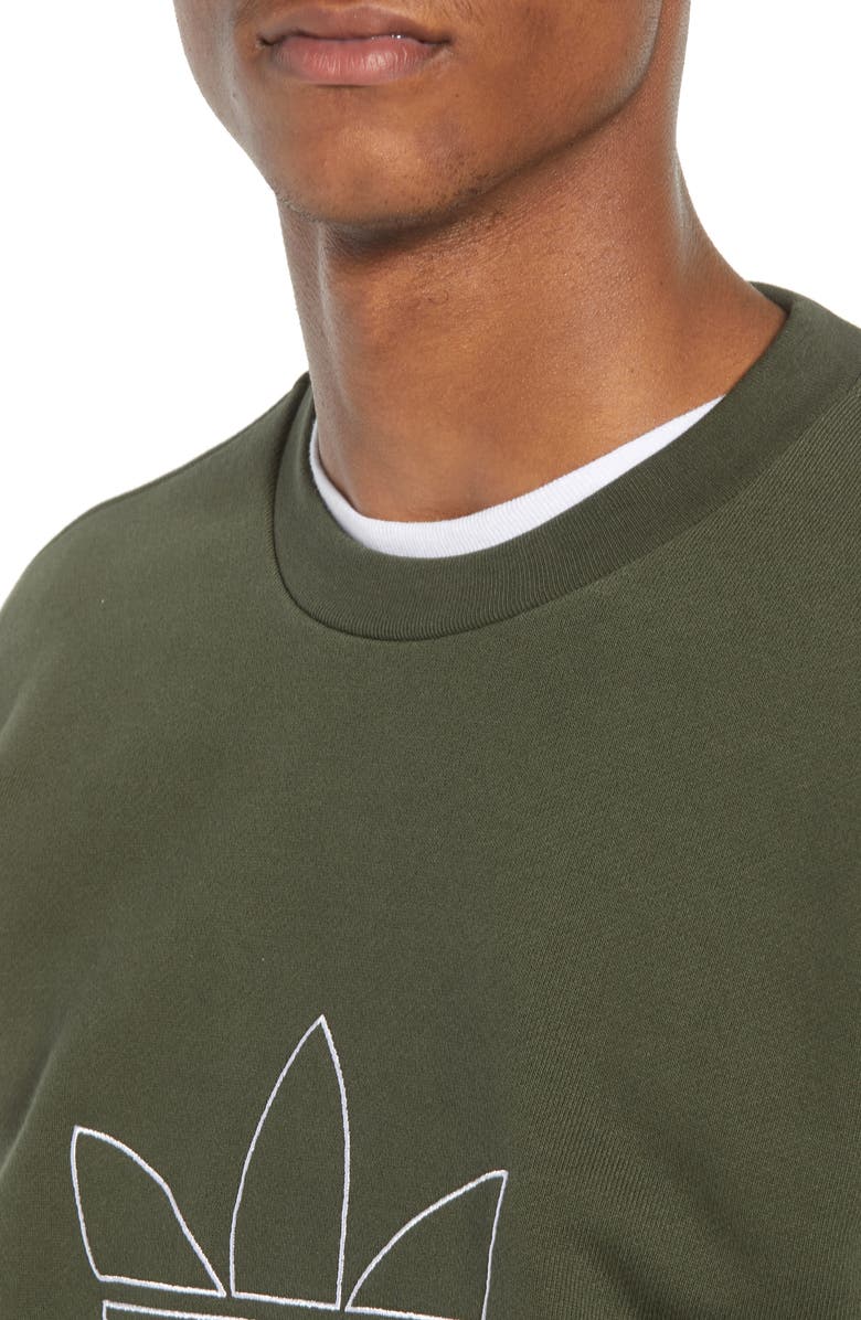 adidas Originals adidas Outline Trefoil Crewneck Sweatshirt, Alternate, color, 