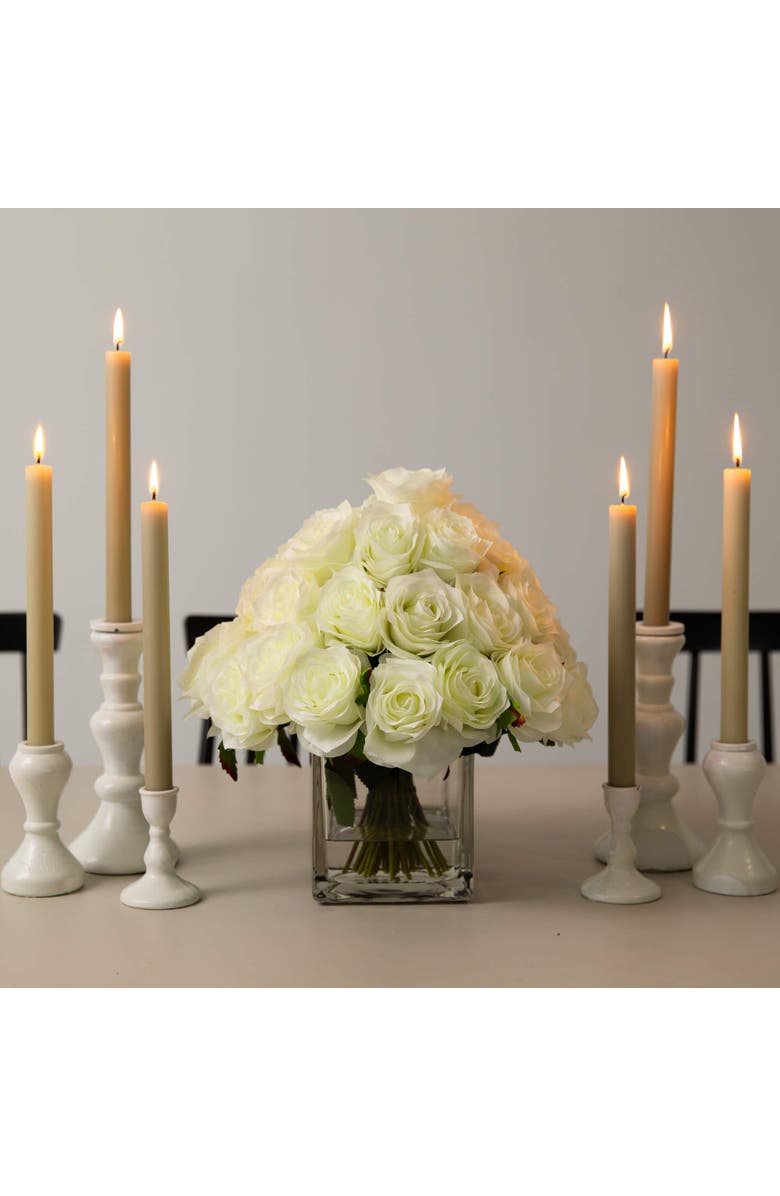 NEARLY NATURAL Wedding Collection 13-in Artificial Rose Arrangement in Glass Vase, Alternate, color, 