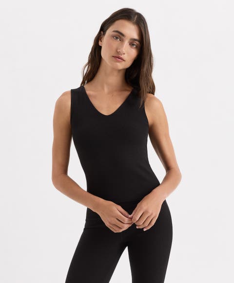 On The Go-To Rib V-Neck Shelf Bra Tank Made with Organic Cotton