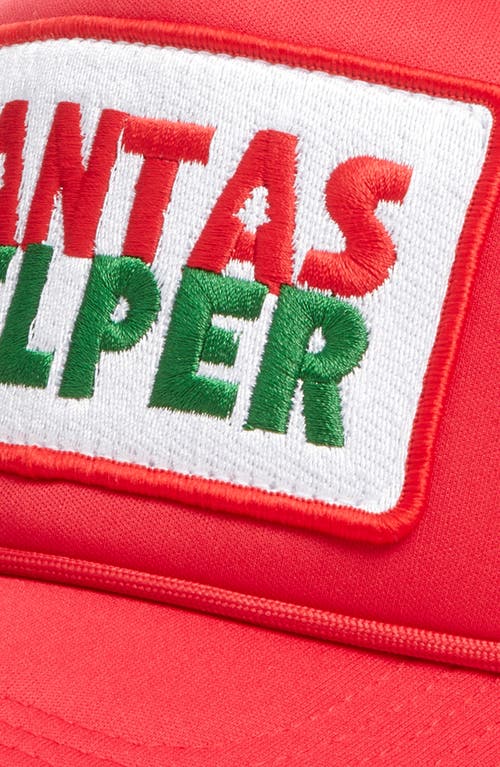 Friday Feelin ' Santa's Helper Patch Trucker Hat In Red